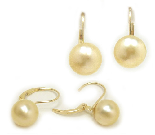 Leverback Earrings with Golden South Sea Pearls