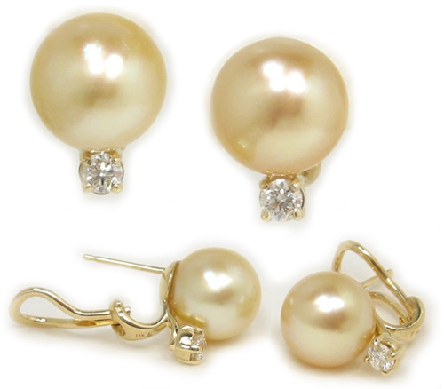 Leverback Earrings with Golden South Sea Pearls