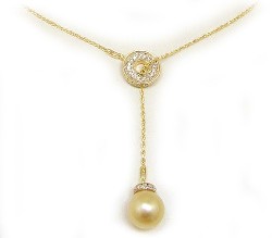 Golden South Sea Pearl Necklace with Diamonds