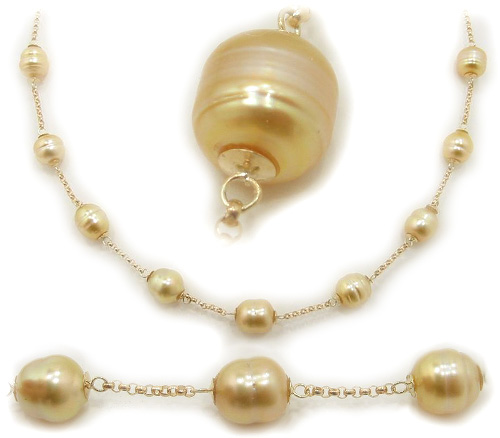 Golden South Sea Pearl Necklace, Golden South Sea Pearls, Discount Pearl Jewelry 