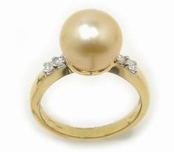 Golden South Sea Pearl and Diamond Ring