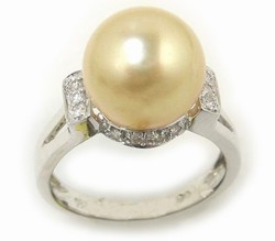 Golden South Sea Pearl and Diamond Ring