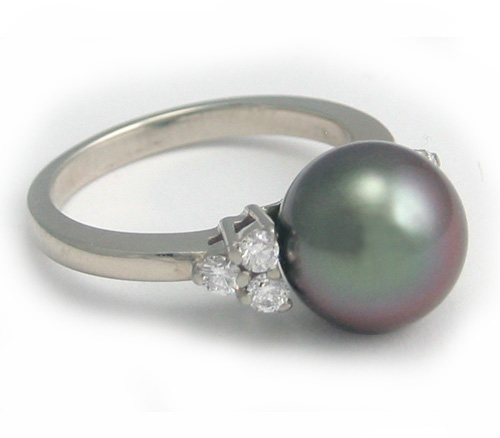 Diamond and Tahitian Pearl Ring