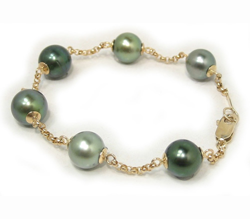 Multicolor Tahitian Pearl Tincup Bracelet