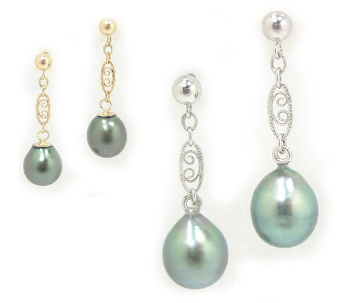 Tahitian Black Pearl Earwire Earrings