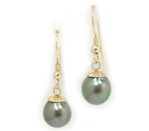 Tahitian Black Pearl Earwire Earrings