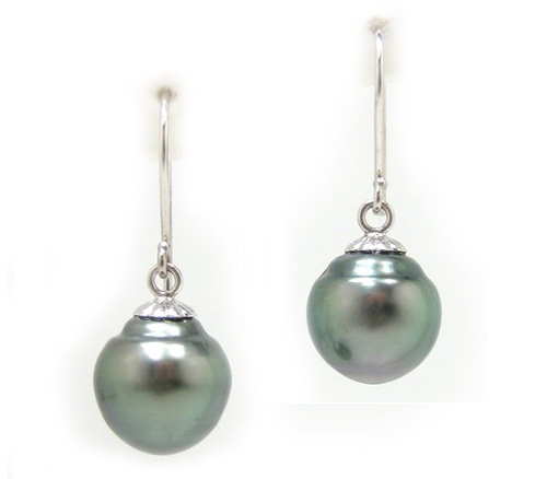 Tahitian Black Pearl Earwire Earrings