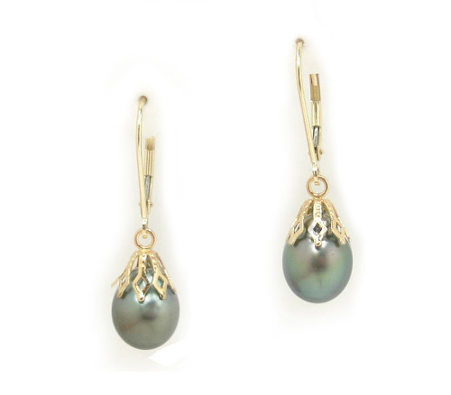 Tahitian Black Pearl Earwire Earrings