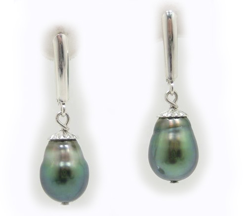 Tahitian Black Pearl Earwire Earrings