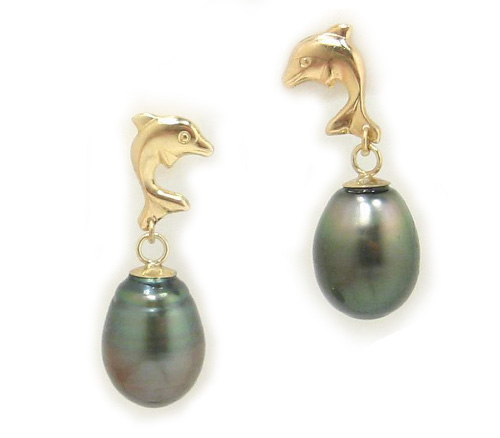 Tahitian Black Pearl Earwire Earrings
