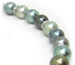 Tahitian Pearl Necklace with Diamond Rondelles