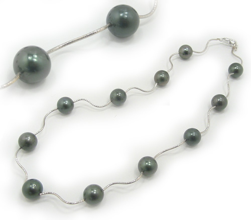 Wavy Bead Tahitian Pearl Necklace