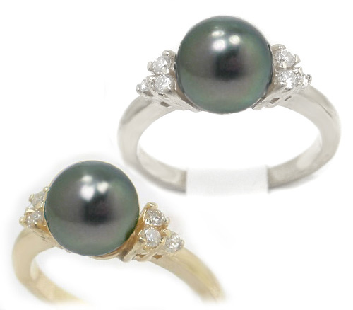 Tahitian Pearl Ring, Tahitian Black Pearl Ring, Black Pearl Ring, Discoutn Pearl Jewelry