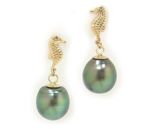 Tahitian Black Pearl Earwire Earrings