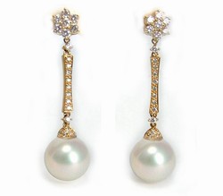 Diamond and South Sea Pearl Earrings