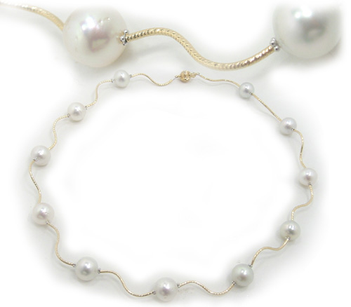 Wave Bead White South Sea Pearl Necklace