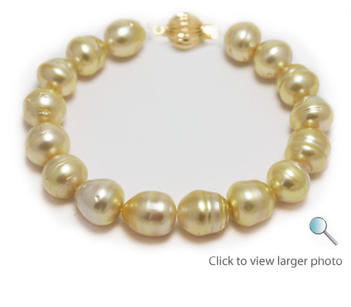 Semi-baroque Golden South Sea Pearl Bracelet