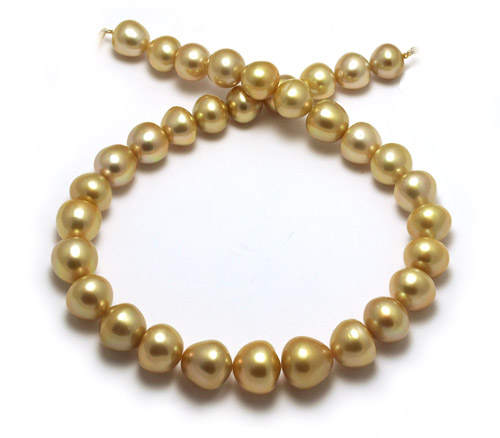 Deep  golden South pearl necklace