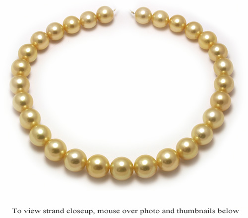 Round/near-round golden South Sea pearl necklace