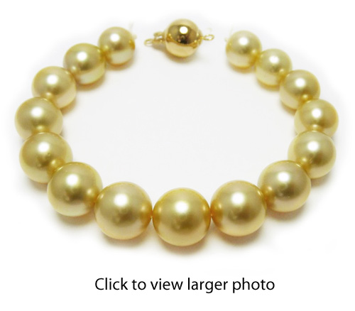 Semi-Round Golden South Sea Pearl Bracelet