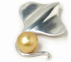 Golden South Sea Pearl Brooch