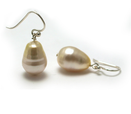 Golden South Sea pearl earwire earrings