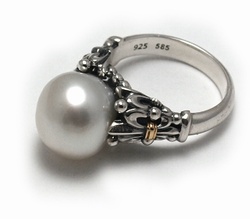 Fleur de Lis White South Sea Pearl Rings