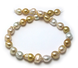Freeform Baroque White and Golden South Sea Pearl Necklace