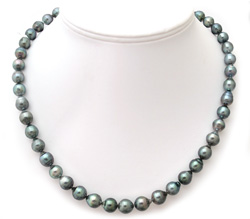 Tahitian Pearl Necklace with Blue-Gray Overtones