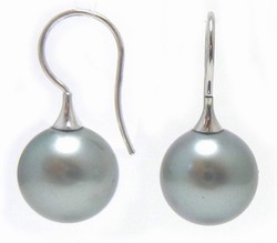 Silvery Tahitian Pearl Hook Earrings