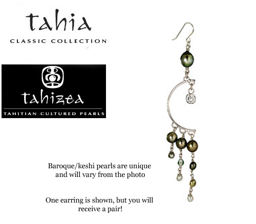 Chandelier Tahitian Pearl Earings in Sterling Silver