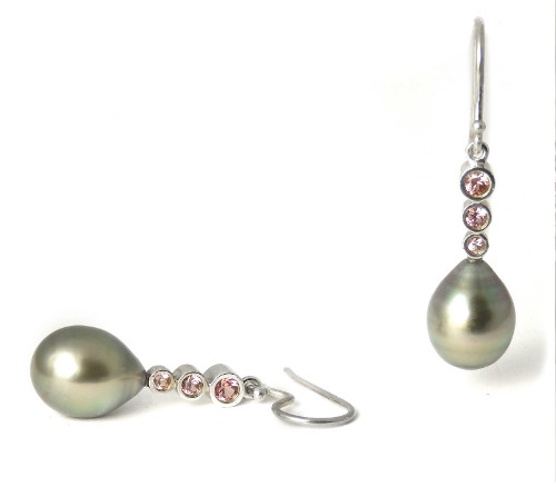 Sapphire and Tahitian Pearl Earrings