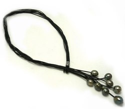 Leather and Tahitian Pearl Necklace