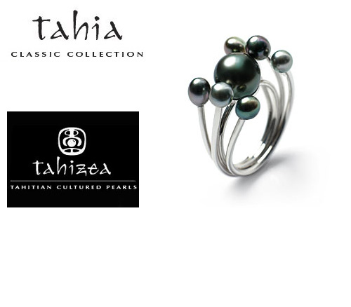 Seven Tahitian Pearls Ring in Sterling Silver