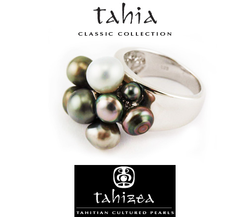 Tahitian Pearl Rings in Sterling Silver