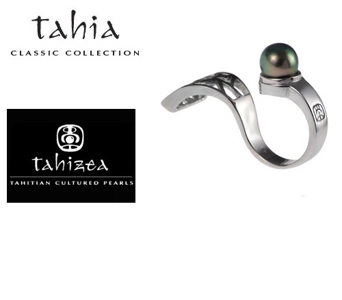 Tahitian Pearl two finger  Rings in Sterling Silver