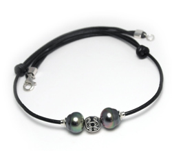 Tahizea Tahitian pearl leather necklace duo