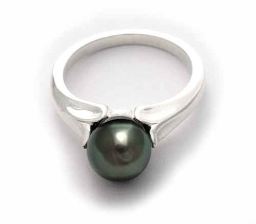 Tulip Tahitian pearl ring in sterling silver