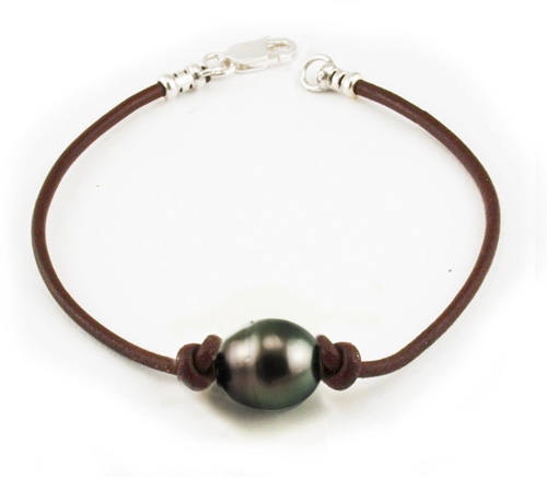  Tahitian Pearl on Leather Necklace