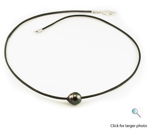  Tahitian Pearl on Leather Necklace