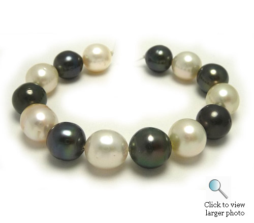 White and Black South Sea Pearl Bracelet