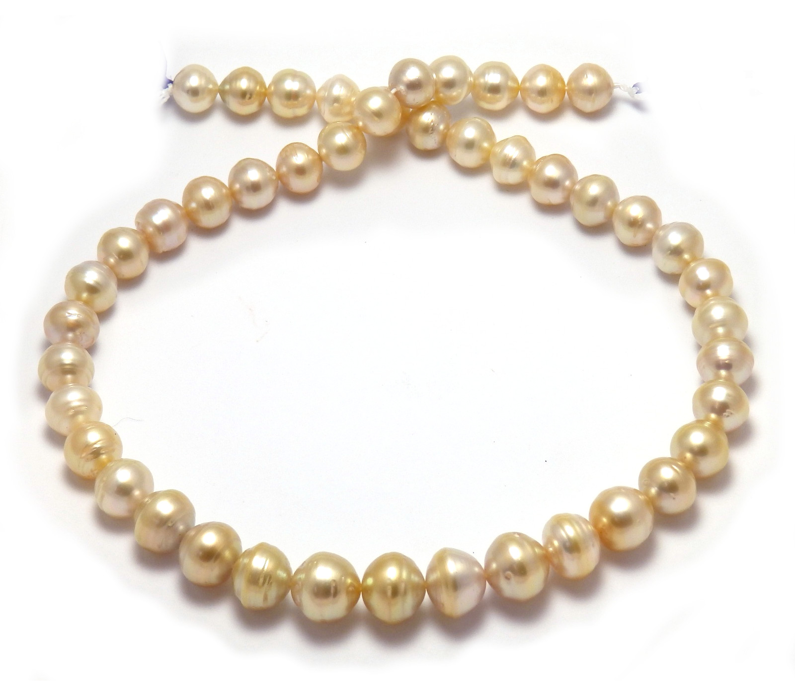 Light Golden South Sea Pearl Necklace with Semi-baroque Gold Pearls