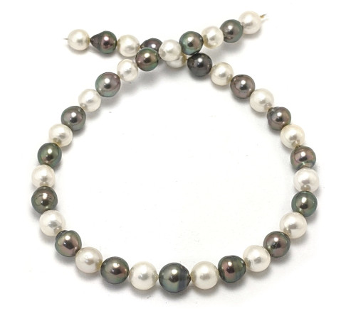 Black and White South Sea Pearl Necklace with Tahtian Pearls