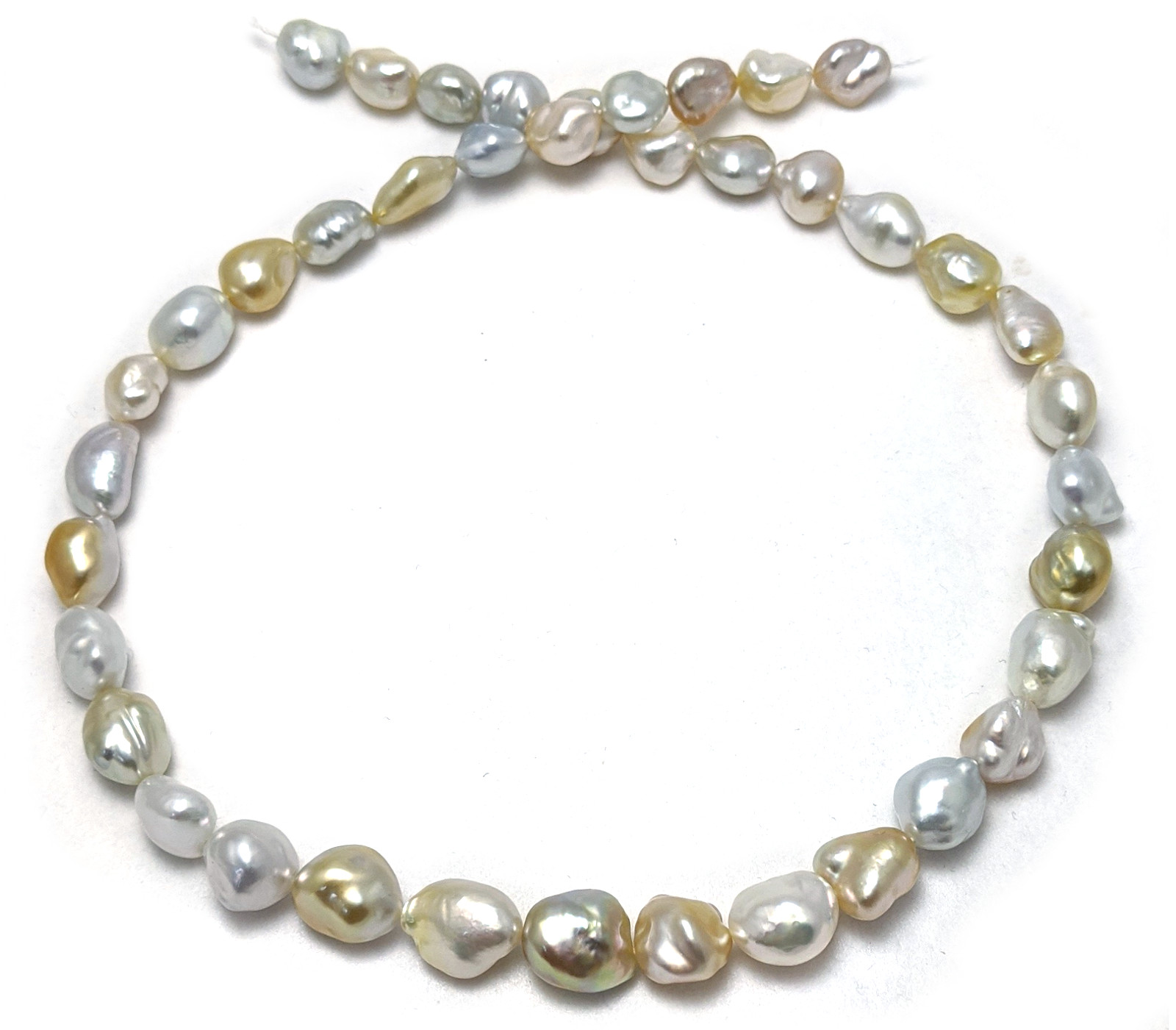 Keshi White and Golden South Sea Pearl Necklace with Freeform