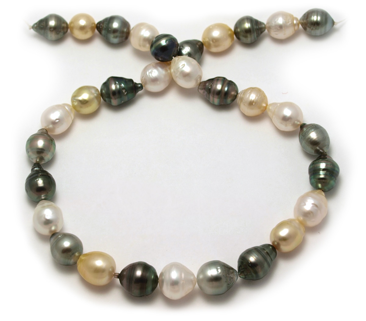 Multi Color South Sea Pearl Necklace with Tahtian Black Pearls and 14k ...