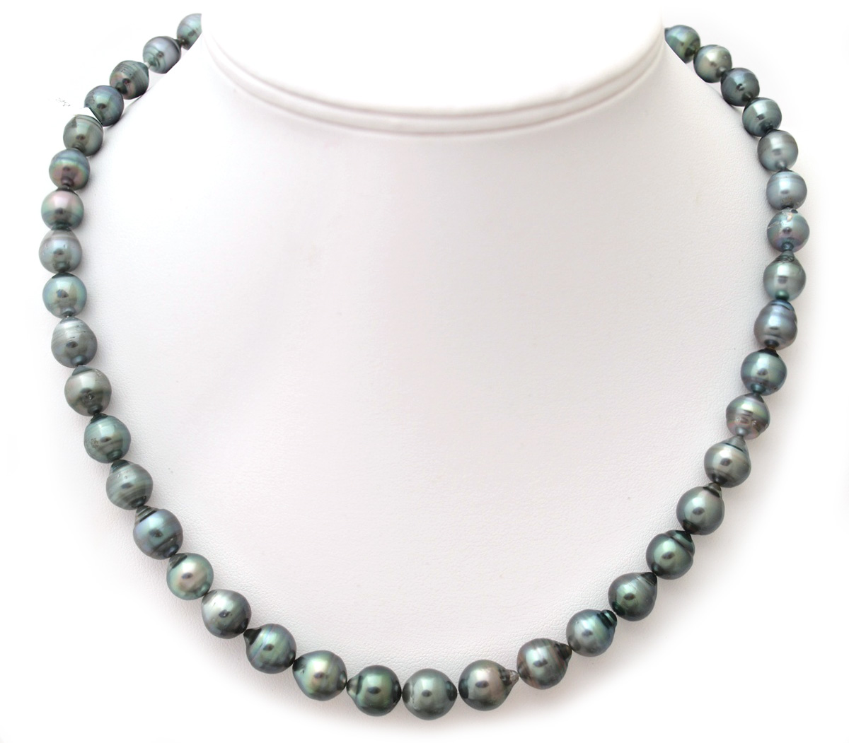 Blue Gray Tahitian Pearl Necklace with Semi Baroque Tahitian Pearls