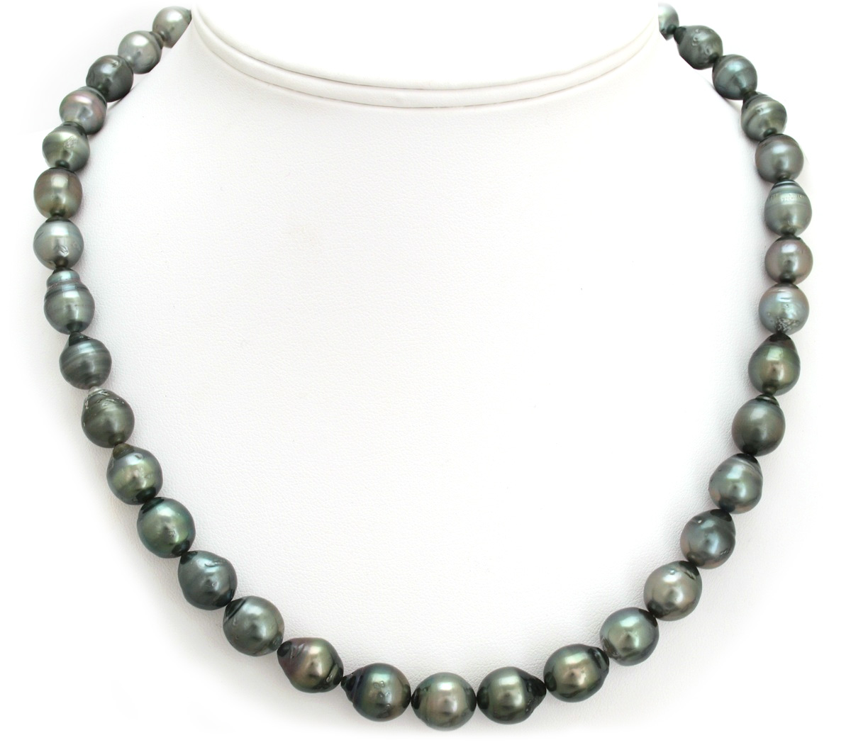 Dark Tahitian Pearl Necklace with Teardrop Tahitian Pearls