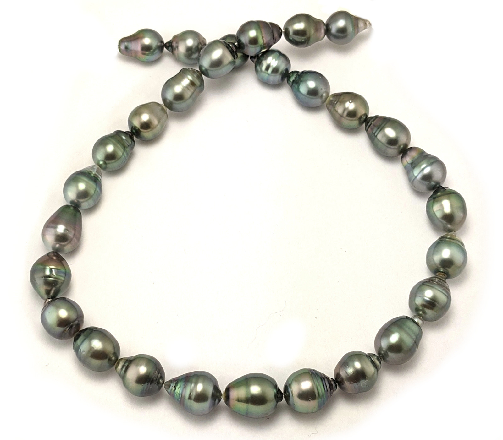 Green Tahitian Pearl Necklace with Semi-baroque Tahitian Pearls