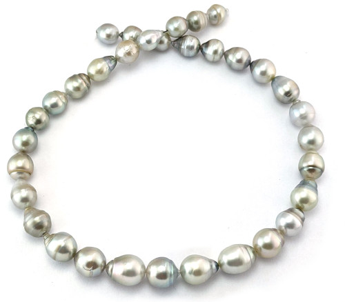 Light Gray Tahitian Pearl Necklace with Semi-Baroque Tahitian Pearls