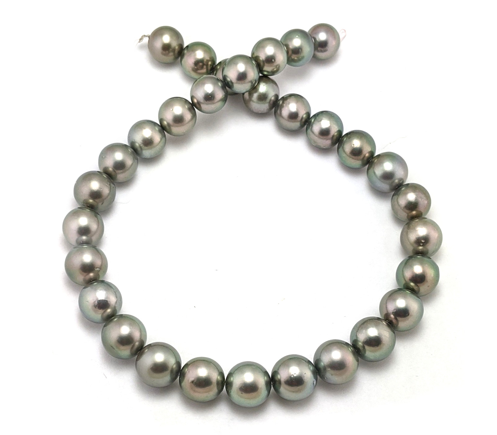 Round Tahitian Pearl Necklace with Medium Peacock Gray Tahitian Pearls